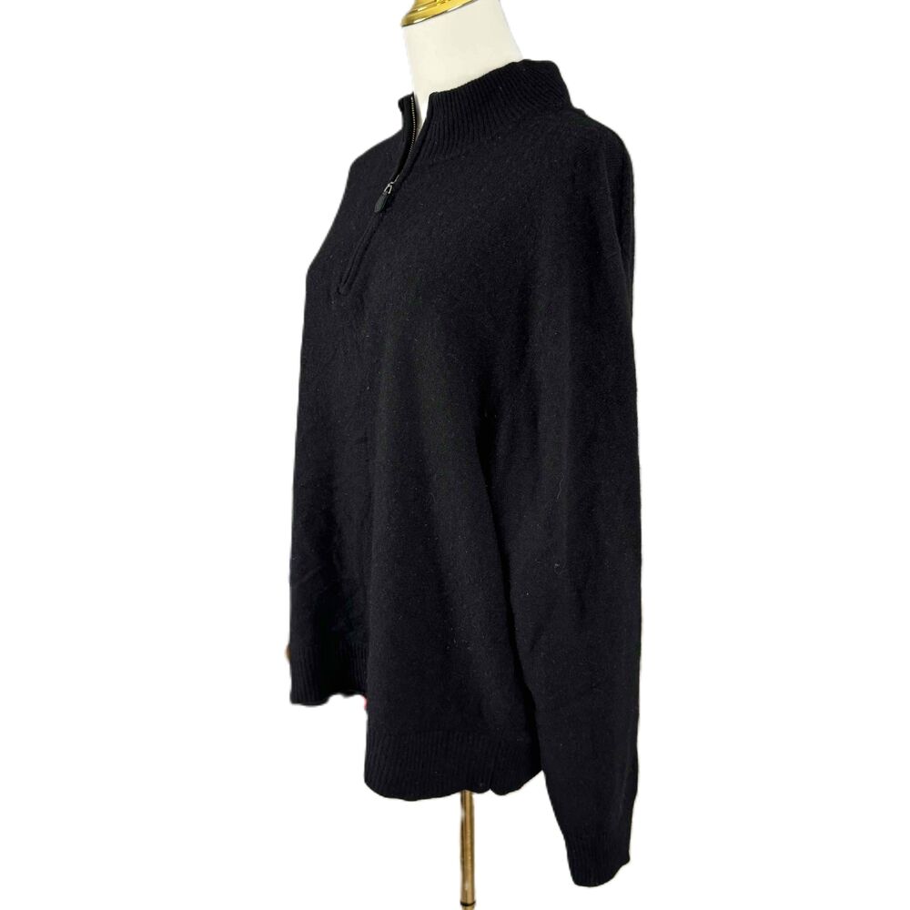 Daniel Bishop Black Cashmere Quarter Zip Pullover Basic Sweater Long Sleeve XL - Picture 3 of 13